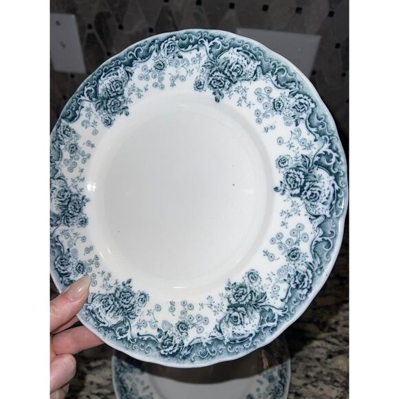 Pitcairns Limited Tunstall England Myrtle Dinner Plates 9" Set of 4 Atq Blue Whi - Picture 7 of 11